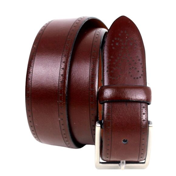 Josef Abboud BROWN GENUINE LEATHER 1.25"Wd CASUAL DRESS MEN'S BELT Sz 34/85 (I79 - Picture 1 of 14